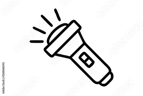 Stylish Torch Light Silhouette Icon on a Bright White Background