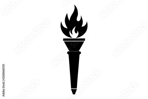 Stylish Torch Light Silhouette Icon on a Bright White Background