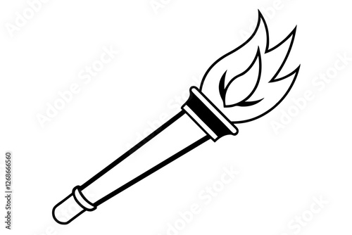 Stylish Torch Light Silhouette Icon on a Bright White Background