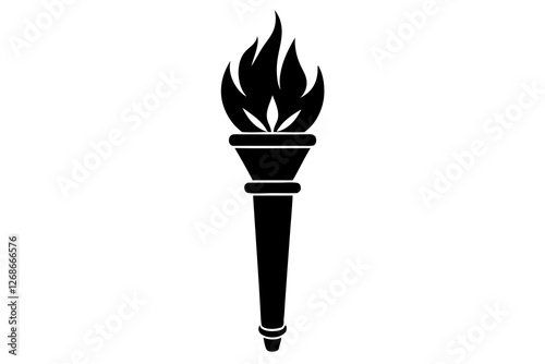 Stylish Torch Light Silhouette Icon on a Bright White Background