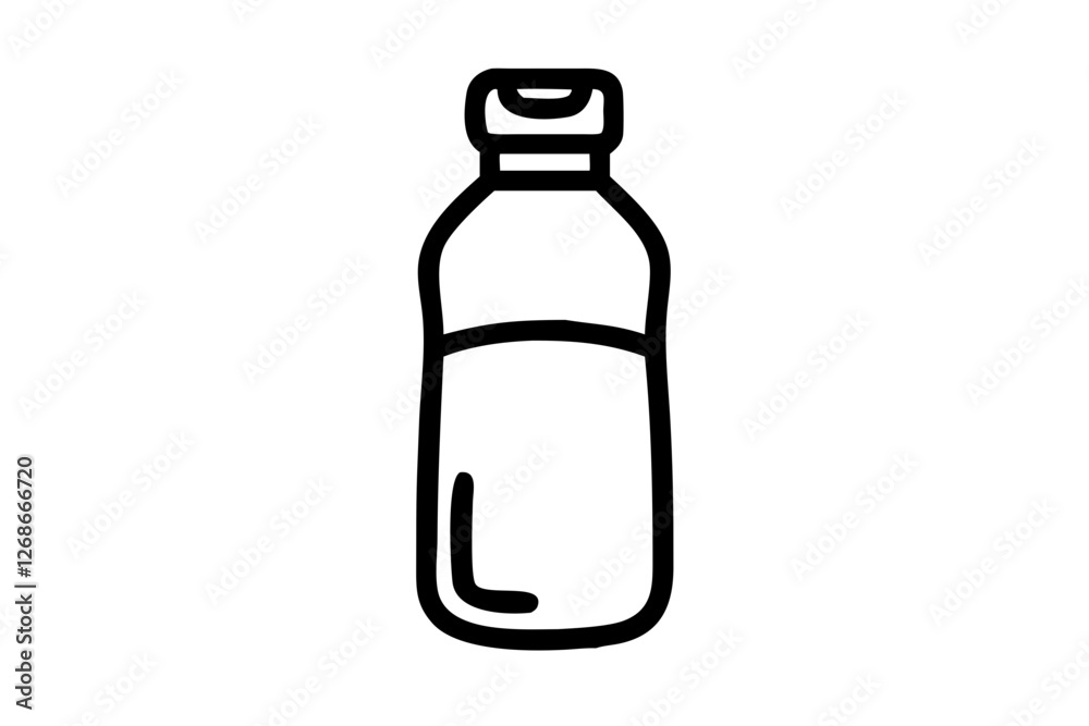 Stylish Water Bottle Line Icon Silhouette on a Bright White Background Stylish Water Bottle Line Icon Silhouette on a Bright White Background