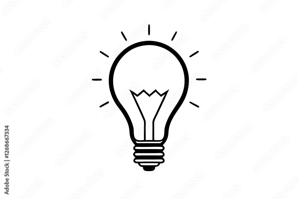 Stylized Lightbulb Icon on Clean White Background Stylized Lightbulb Icon on Clean White Background