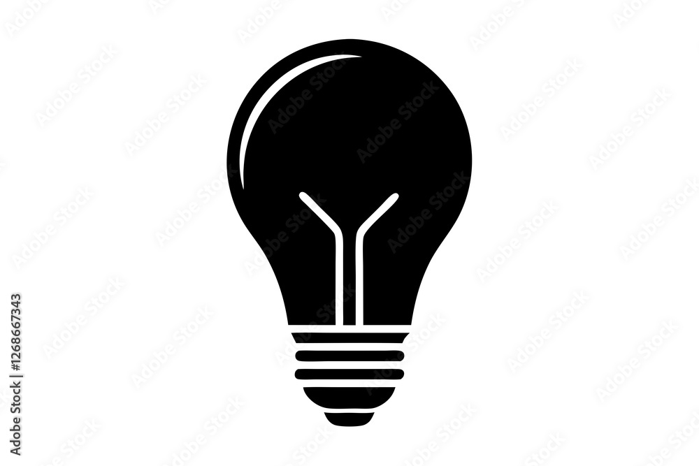Stylized Lightbulb Icon on Clean White Background Stylized Lightbulb Icon on Clean White Background
