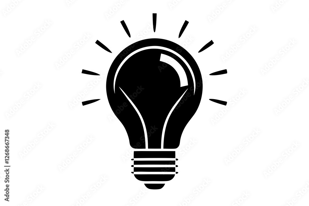 Stylized Lightbulb Icon on Clean White Background Stylized Lightbulb Icon on Clean White Background