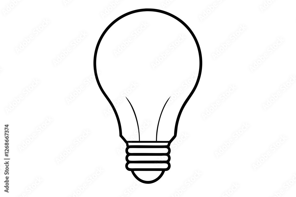 Stylized Lightbulb Icon on Clean White Background Stylized Lightbulb Icon on Clean White Background