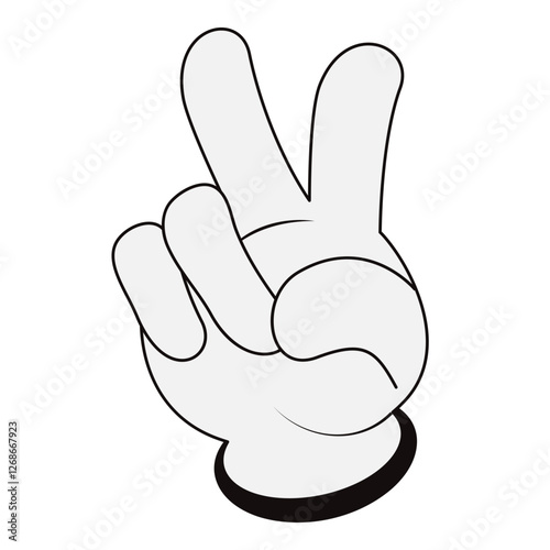 Illustration of Peace Sign Hand Gesture Retro Groovy Illustration  Vector Isolated on White Background