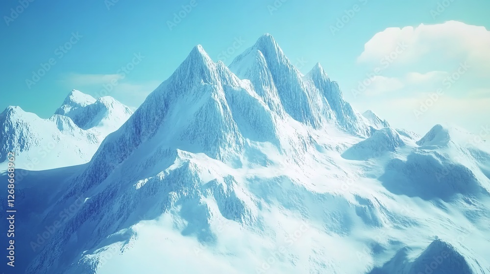 Obraz premium 3D Low Poly Ice Mountain Terrain