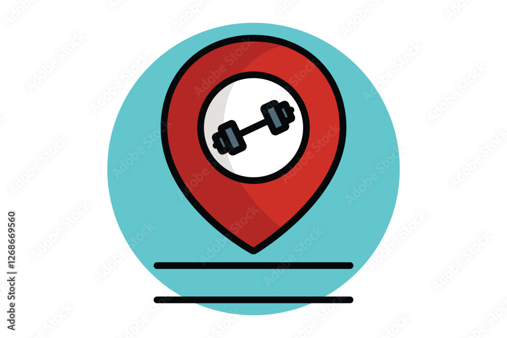 Location icon. colored outline style. icon related to gym and fitness Location icon. colored outline style. icon related to gym and fitness