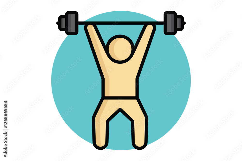 Weightlifting icon. colored outline style. icon related to gym and fitness Weightlifting icon. colored outline style. icon related to gym and fitness