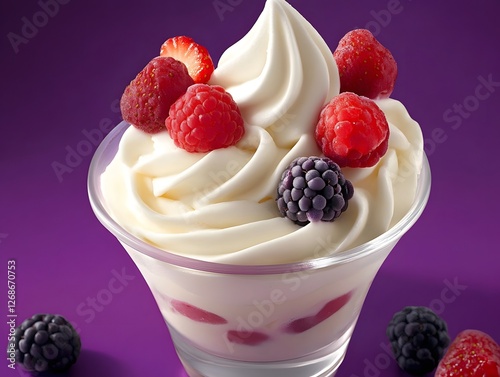 Delicious Frozen Yogurt with Raspberries and Blackberries