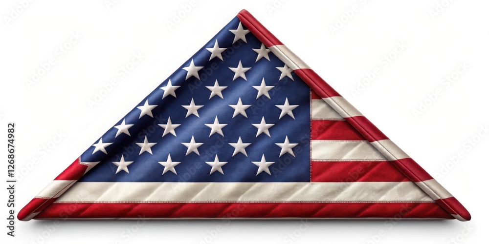 Triangular folded American flag with stars and stripes , Patriotic Symbol Triangular folded American flag with stars and stripes , Patriotic Symbol