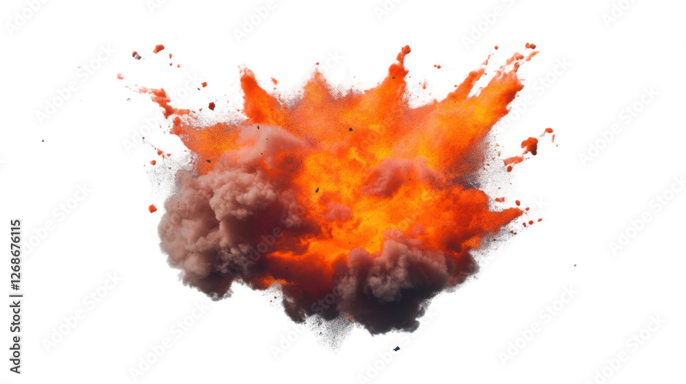 Realistic fire explosion with transparent background creating dramatic effect Realistic fire explosion with transparent background creating dramatic effect