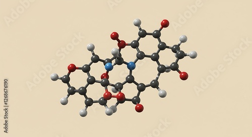 Complex Molecular Structure: A 3D Rendering of Intertwined Rings in a Neutral Palette photo