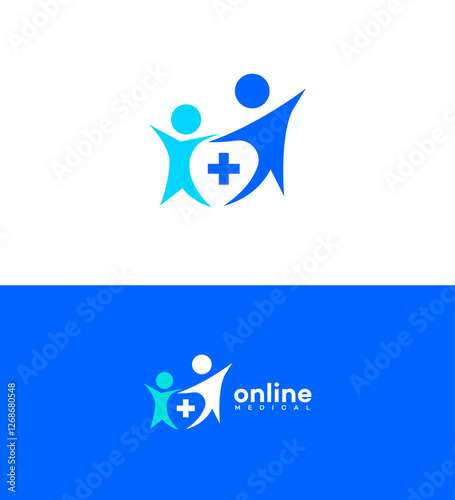Online Medical Care Family Health Logo Design Concept