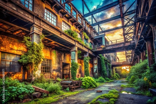 Abandoned Industrial Building Urban Exploration Photography - Decaying Concrete and Rusting Metal