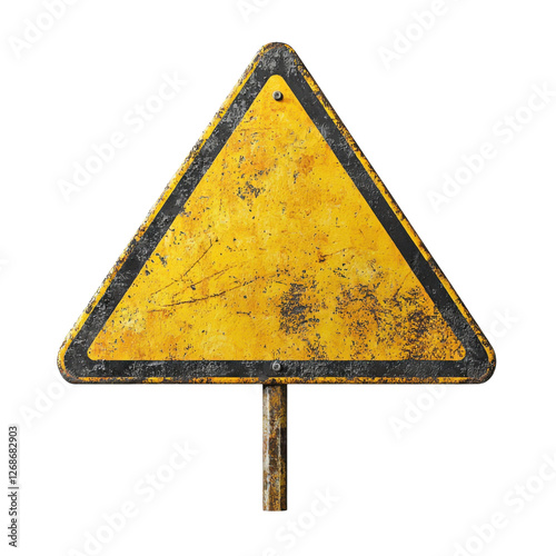 Yellow blank road sign isolated on transparent background.