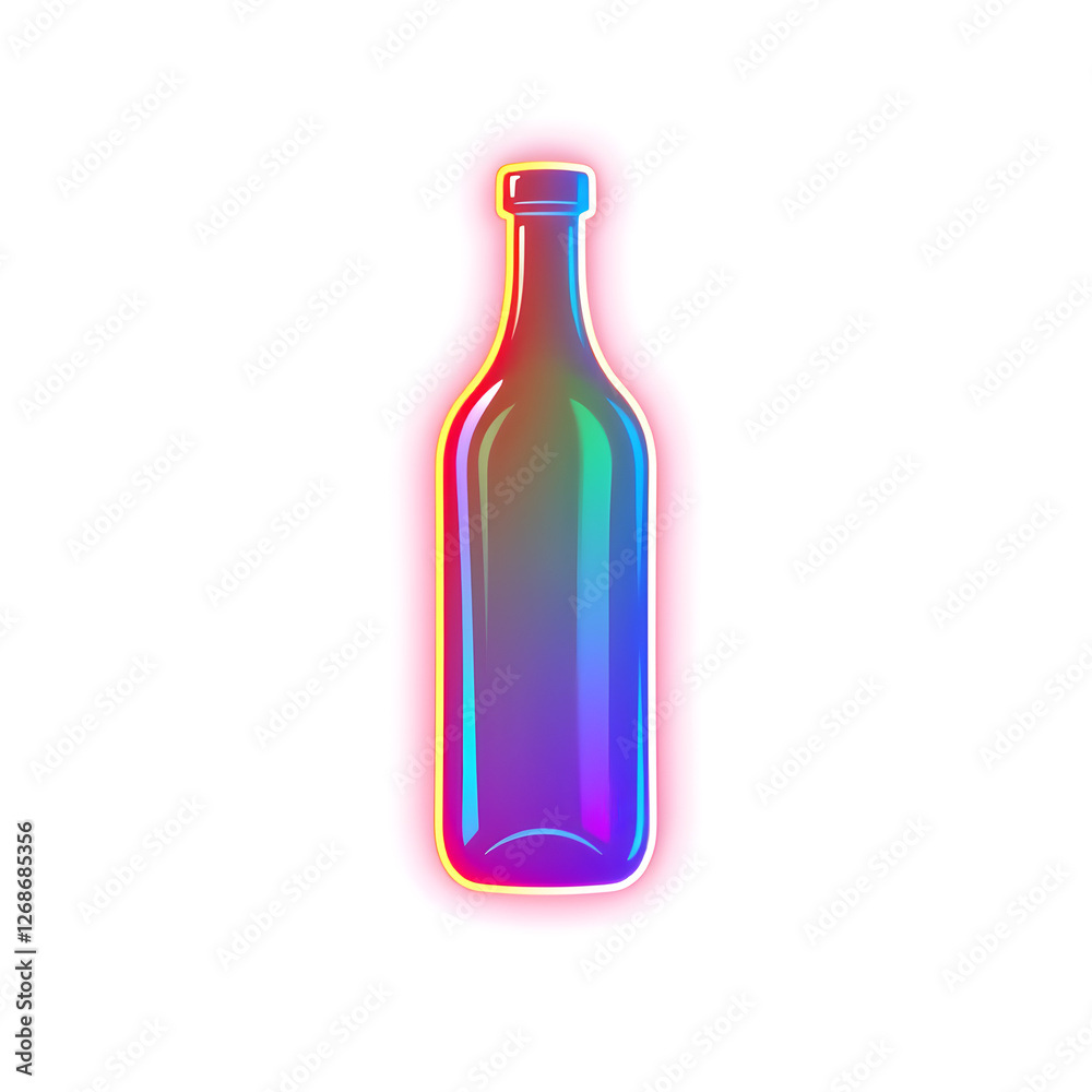 Bottle holographic 3D icon. neon symbol vector illustration isolated on white background. Generative AI Bottle holographic 3D icon. neon symbol vector illustration isolated on white background. Generative AI