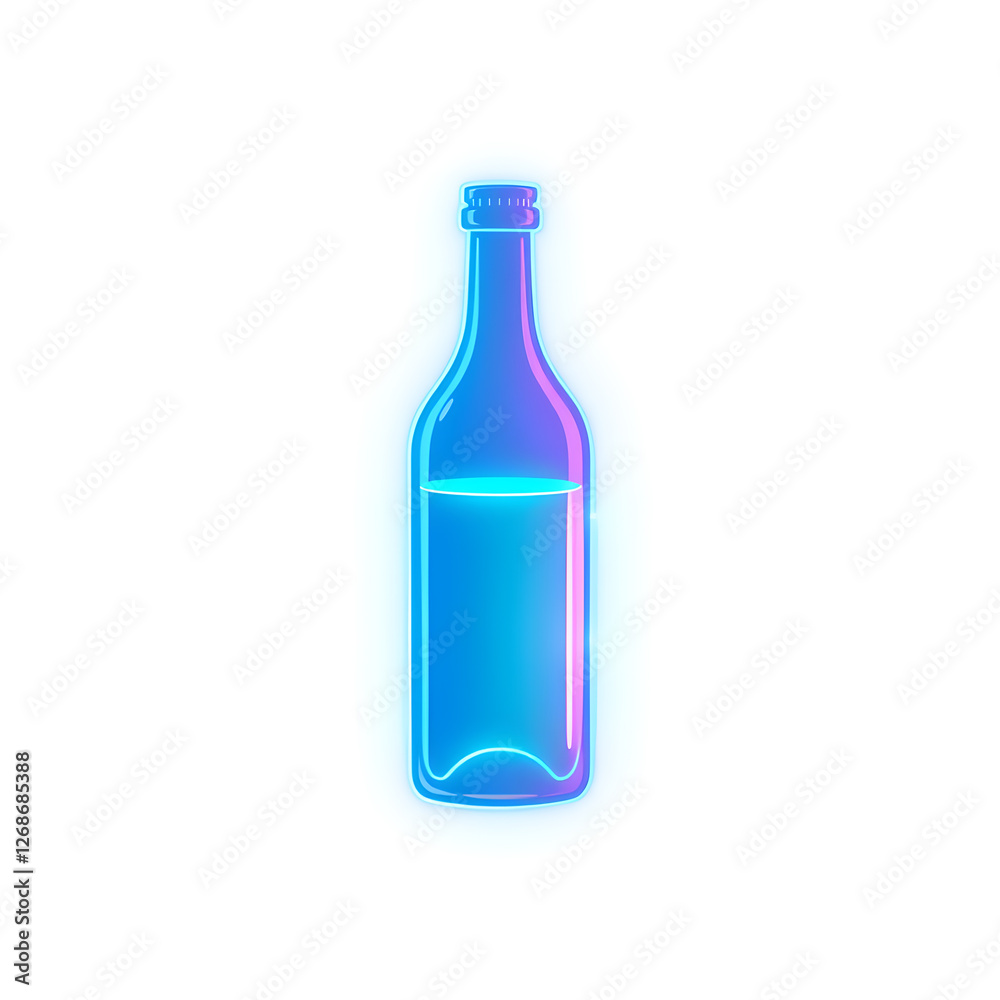 Bottle holographic 3D icon. neon symbol vector illustration isolated on white background. Generative AI Bottle holographic 3D icon. neon symbol vector illustration isolated on white background. Generative AI