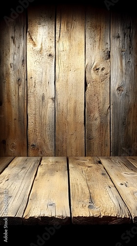 Rustikale Holzwand mit Holzfu  boden als leerer Hintergrund   