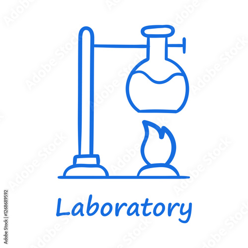 Laboratory – A chemistry flask heated over a burner, symbolizing scientific experiments and chemical reactions.