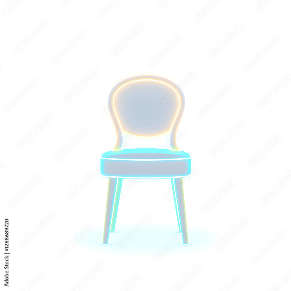 Chair holographic 3D icon. neon symbol vector illustration isolated on white background. Generative AI Chair holographic 3D icon. neon symbol vector illustration isolated on white background. Generative AI