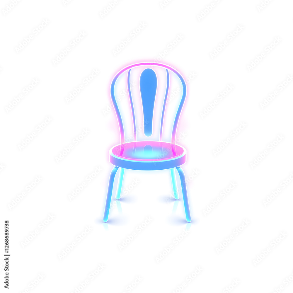 Chair holographic 3D icon. neon symbol vector illustration isolated on white background. Generative AI Chair holographic 3D icon. neon symbol vector illustration isolated on white background. Generative AI