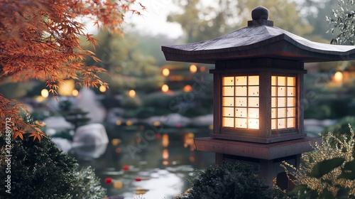 3D Rendering Object Japanese Garden Lantern PNG Transparent

