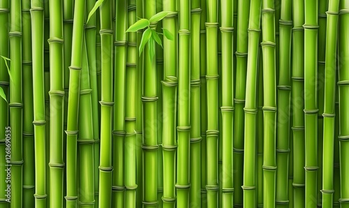 A vibrant green bamboo background with detailed textures, perfect for creating an elegant and exotic Asian-inspired setting for product photography. The bamboo stalks form the bamboo forest background