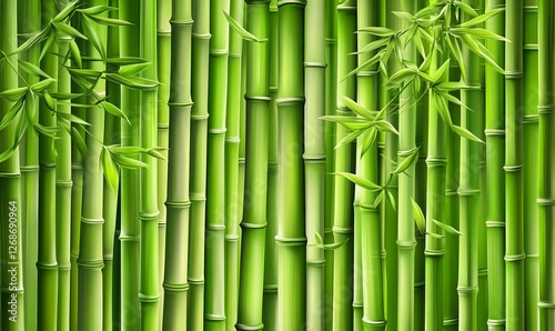 A vibrant green bamboo background with detailed textures, perfect for creating an elegant and exotic Asian-inspired setting for product photography. The bamboo stalks form the bamboo forest background