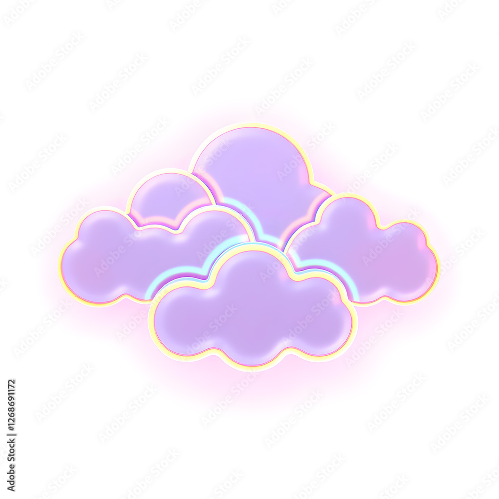 Cloud holographic 3D icon. neon symbol vector illustration isolated on white background. Generative AI Cloud holographic 3D icon. neon symbol vector illustration isolated on white background. Generative AI