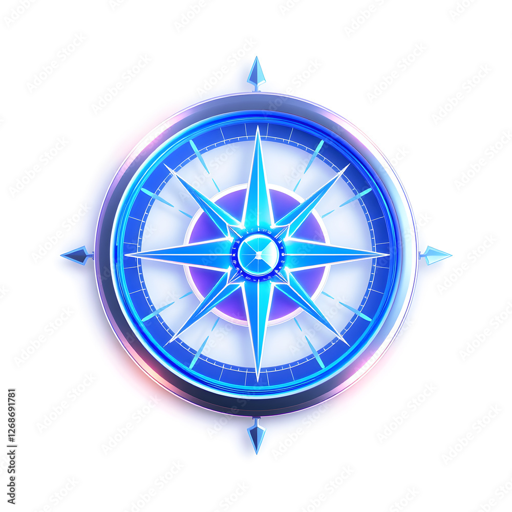 Compass holographic 3D icon. neon symbol vector illustration isolated on white background. Generative AI Compass holographic 3D icon. neon symbol vector illustration isolated on white background. Generative AI