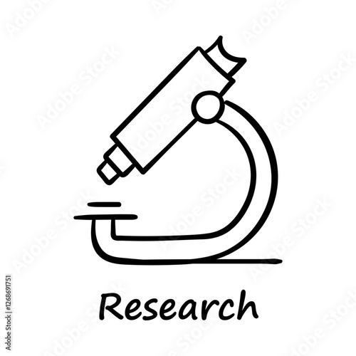 Hand-drawn Research – A microscope representing scientific study, analysis, and technological discoveries.