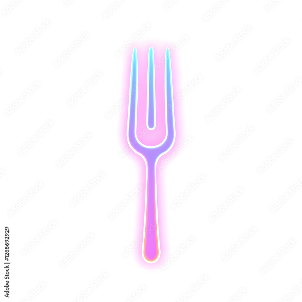 Fork holographic 3D icon. neon symbol vector illustration isolated on white background. Generative AI Fork holographic 3D icon. neon symbol vector illustration isolated on white background. Generative AI