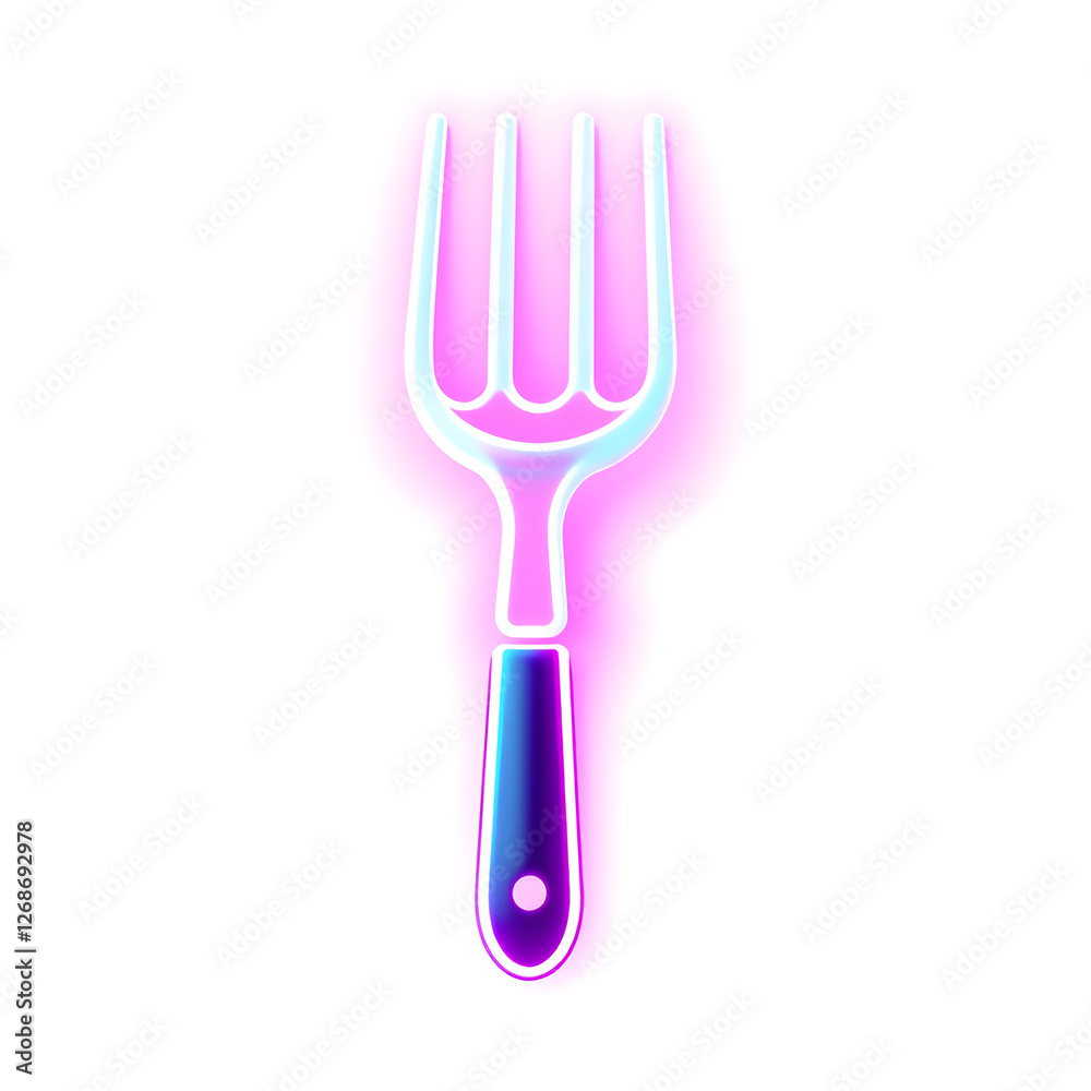 Fork holographic 3D icon. neon symbol vector illustration isolated on white background. Generative AI Fork holographic 3D icon. neon symbol vector illustration isolated on white background. Generative AI