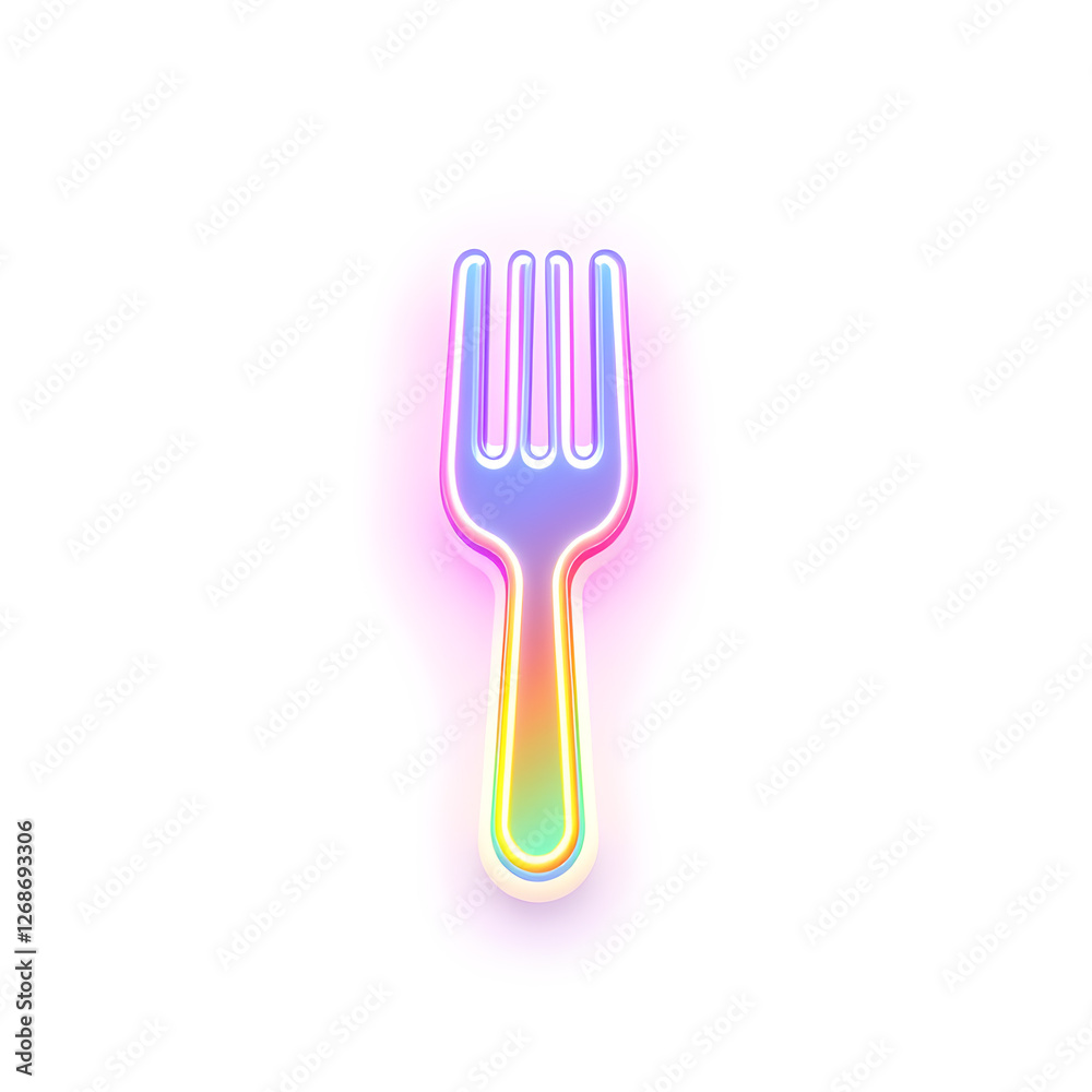 Fork holographic 3D icon. neon symbol vector illustration isolated on white background. Generative AI Fork holographic 3D icon. neon symbol vector illustration isolated on white background. Generative AI