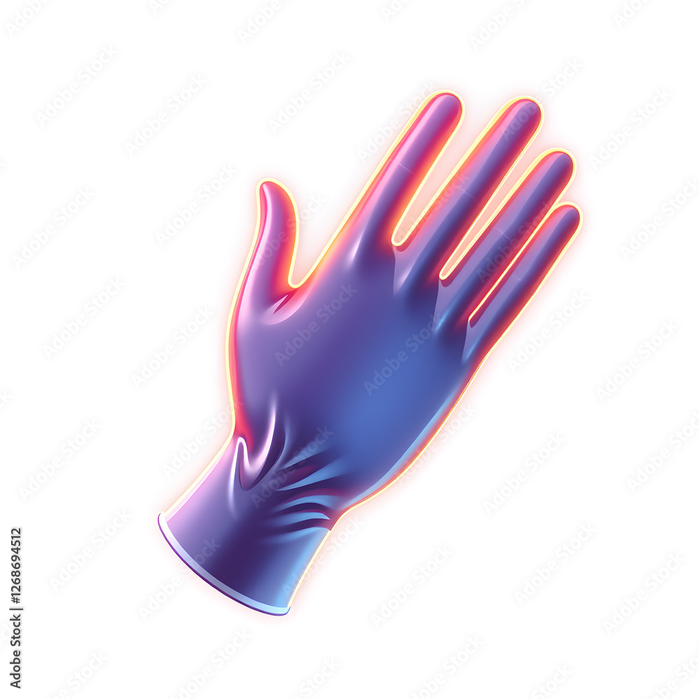 Obraz premium Glove holographic 3D icon. neon symbol vector illustration isolated on white background. Generative AI