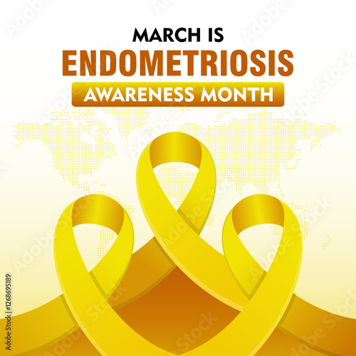 Endometriosis awareness month is celebrated every year in March. Campaign banner with ribbon and text. Suitable for banners, posters, greeting campaigns, etc