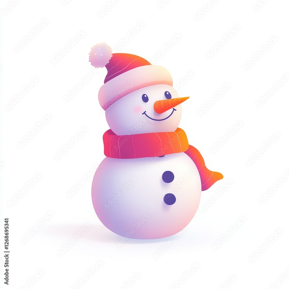 Cheerful snowman in a winter holiday setting, vibrant colors, playful design, festive atmosphere, inviting seasonal charm Cheerful snowman in a winter holiday setting, vibrant colors, playful design, festive atmosphere, inviting seasonal charm