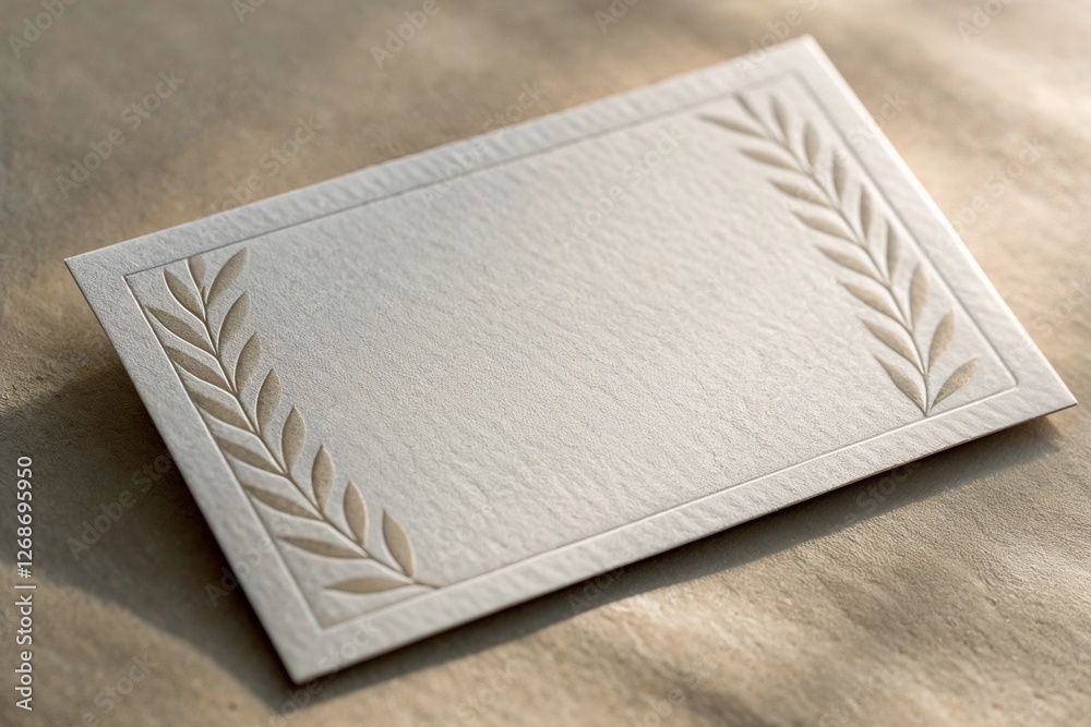 Fototapeta premium premium embossed business card mockup on textured paper soft natural lighting