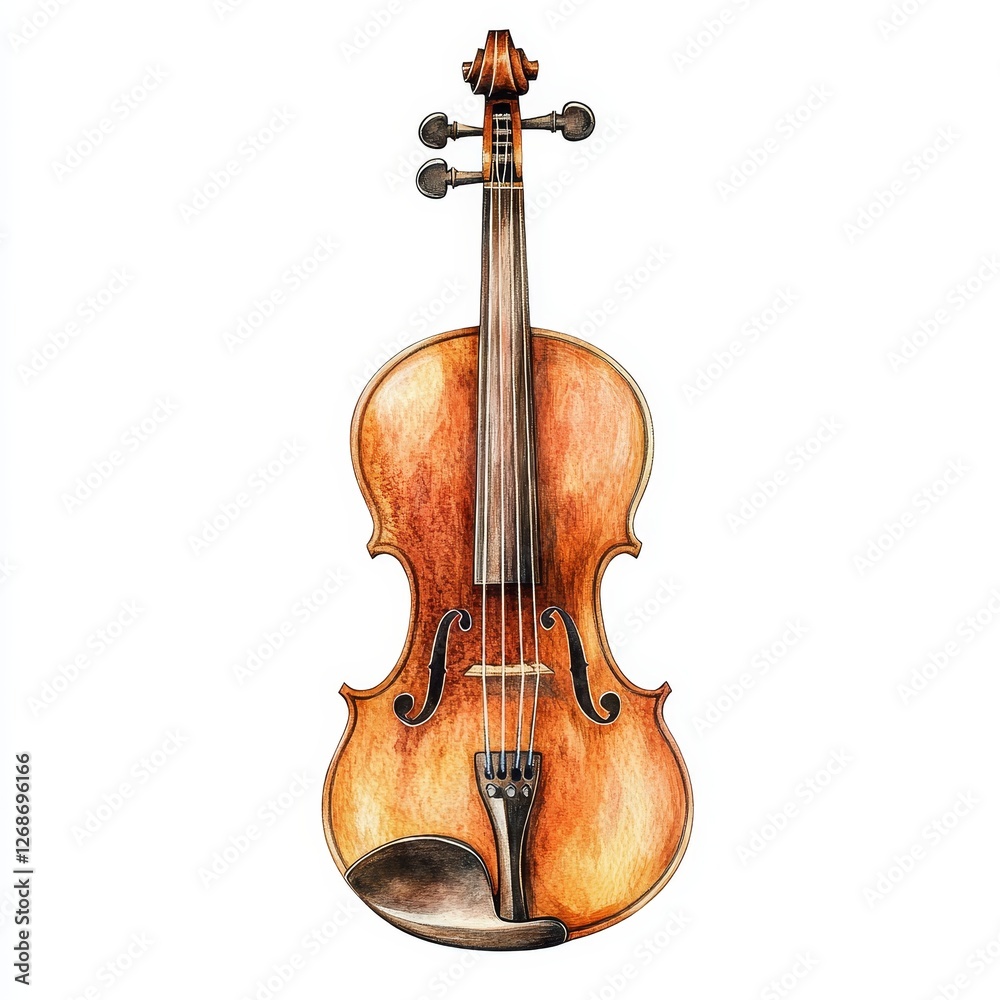 Obraz premium Classic violin clipart, elegant musical instrument design, rich textures, vibrant colors, perfect for educational materials or artistic projects