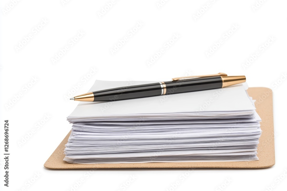 Clipboard with documents and pen on a desk, organized workspace, preparing for important tasks, enhancing productivity and focus. Clipboard with documents and pen on a desk, organized workspace, preparing for important tasks, enhancing productivity and focus.