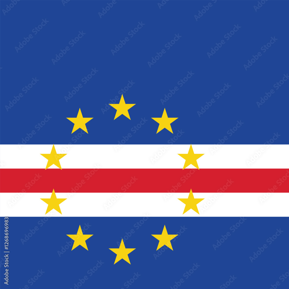 Flag of Cape Verde. Cape Verde square flag icon digital vector illustration