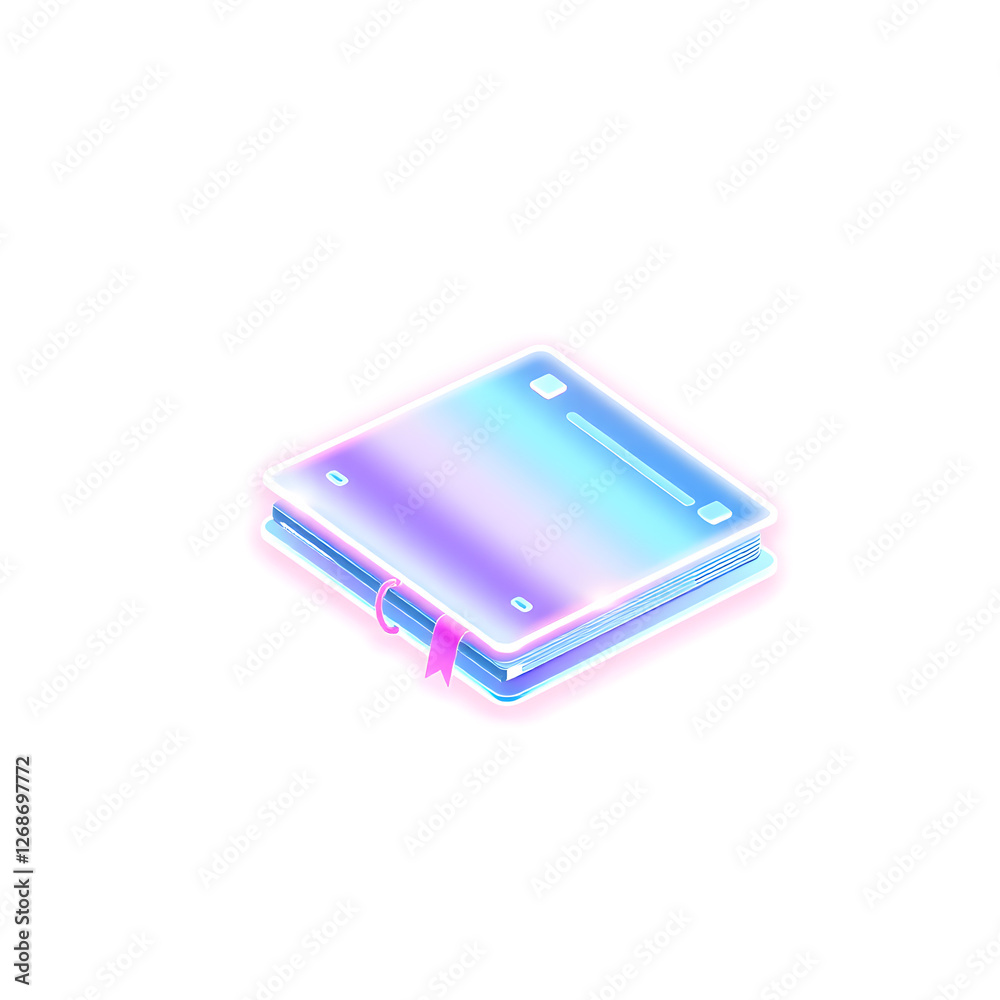 Notebook holographic 3D icon. neon symbol vector illustration isolated on white background. Generative AI Notebook holographic 3D icon. neon symbol vector illustration isolated on white background. Generative AI