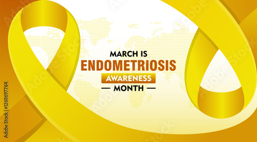 Endometriosis awareness month is celebrated every year in March. Campaign banner with ribbon and text. Suitable for banners, posters, greeting campaigns, etc