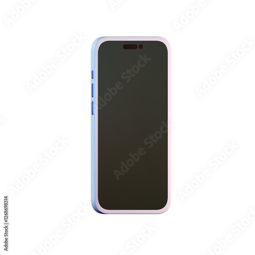 3D Illustration of Blank Screen Mobile Phone Icon