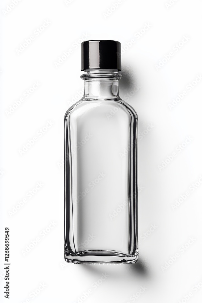 Minimalist frosted glass dispenser with pump in the middle on white background with space for text. Minimalist frosted glass dispenser with pump in the middle on white background with space for text.