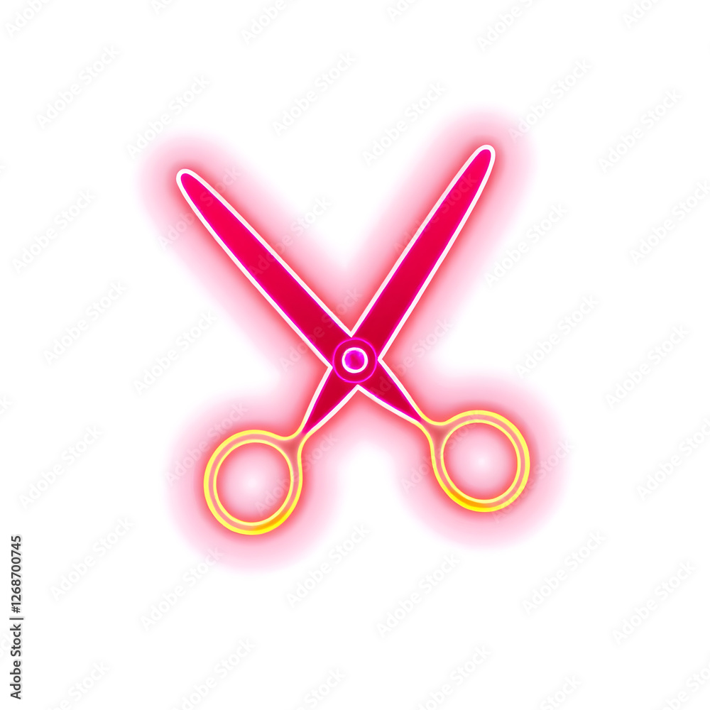Scissors holographic 3D icon. neon symbol vector illustration isolated on white background. Generative AI Scissors holographic 3D icon. neon symbol vector illustration isolated on white background. Generative AI