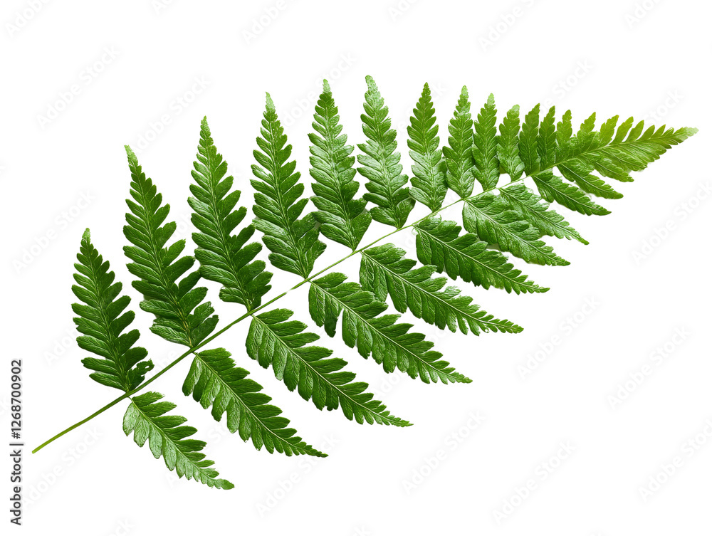 A delicate fern leaf with intricate fronds, isolated on a transparent background, PNG file. A delicate fern leaf with intricate fronds, isolated on a transparent background, PNG file.