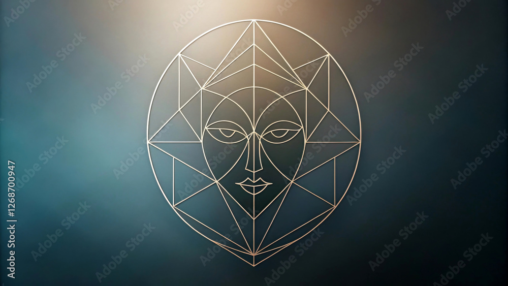 The geometric design features a symmetrical surface made up of intricate lines and shapes against a soft gradient background. AI The geometric design features a symmetrical surface made up of intricate lines and shapes against a soft gradient background. AI