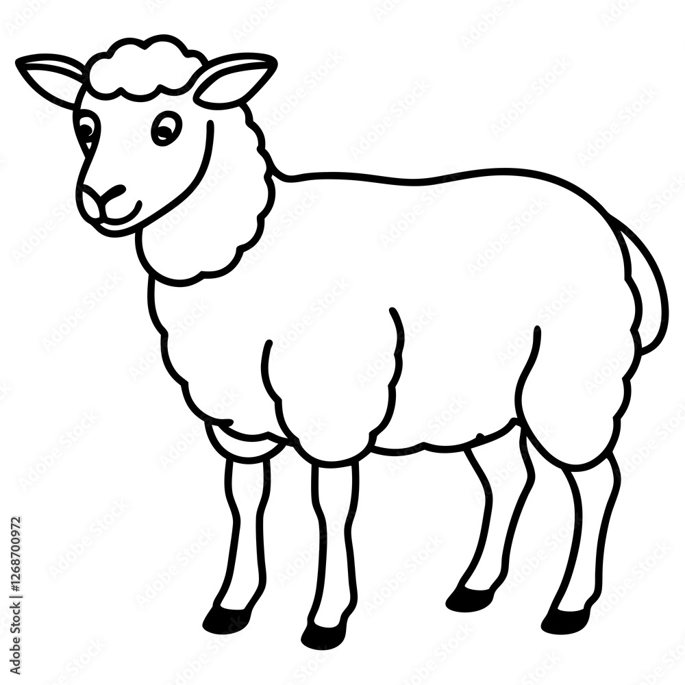 Fototapeta premium Modern Sheep Outline Artwork